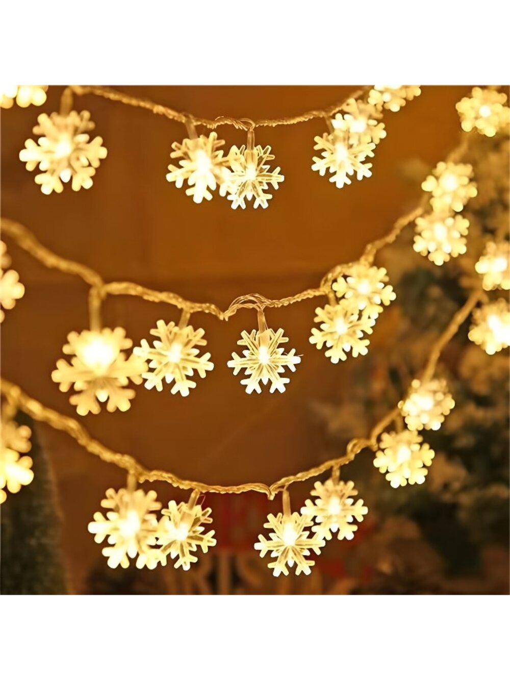 Christmas Snowflakes String Lights, 100 LED 49FT Waterproof with 8 Modes